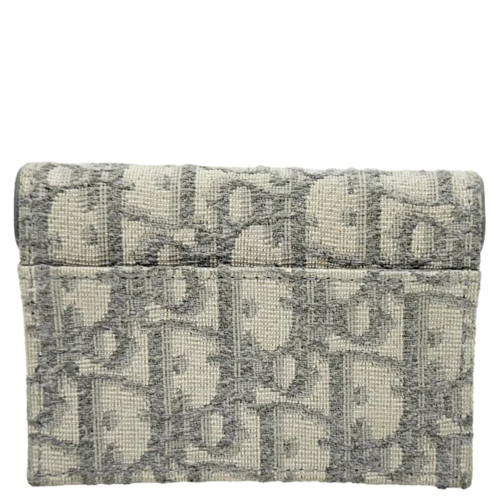 Christian Dior Saddle Oblique Canvas Card Holder Gray